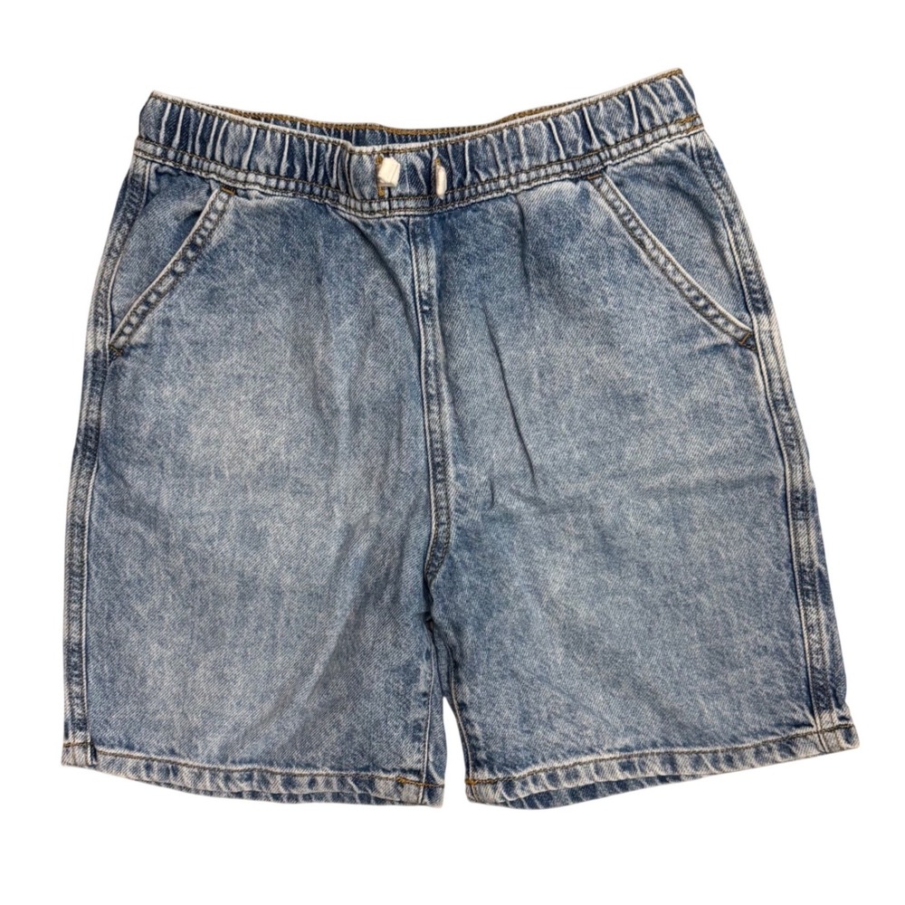 Cat & Jack Boys Soft Pull On Denim Shorts Light Wash Blue L 10/12 Drawstring